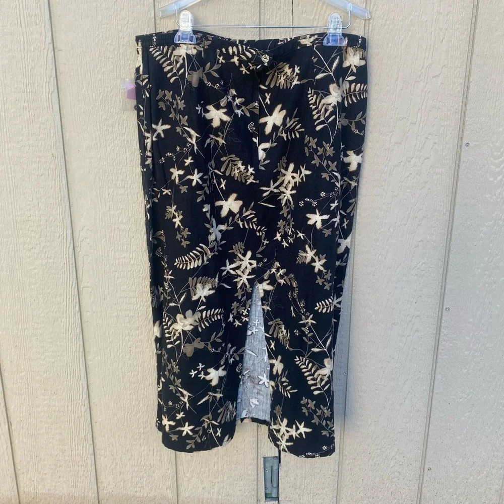 Vintage‎ Orvis Floral Woodland Floral Print Linen Blend Black Cream Size 20 NWT
